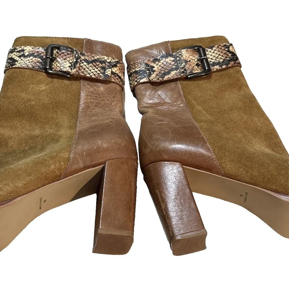 Western Snake Buckle Leather/Suede Bootie Matisse Eaglewood 8M Tan Boots Block